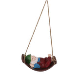 Dwarf Swing Sculpture Ornaments Resin and Twine Lovely 7.5in Resin Dwarf Swing Sculpture for Patio Lawn Porch Red