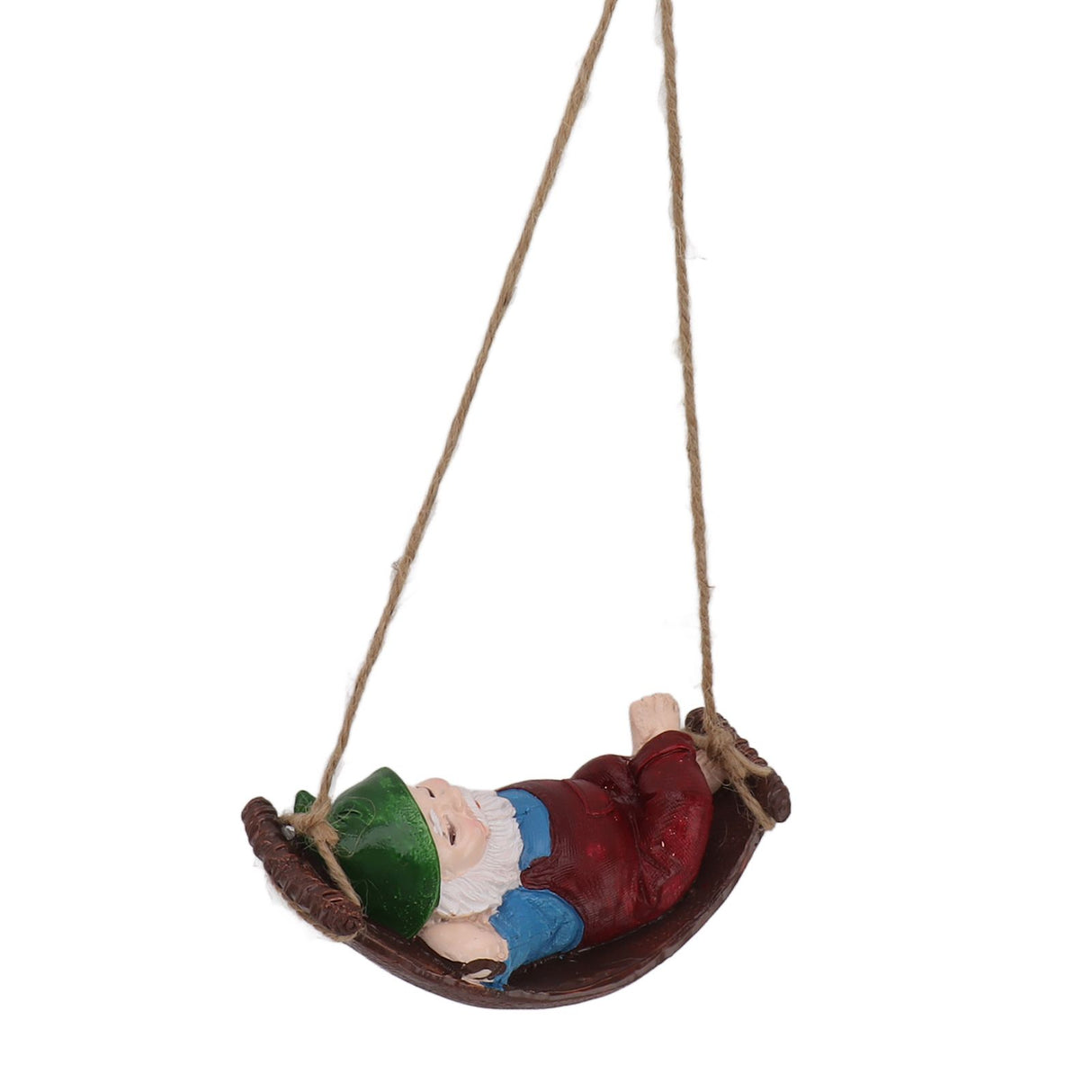Dwarf Swing Sculpture Ornaments Resin and Twine Lovely 7.5in Resin Dwarf Swing Sculpture for Patio Lawn Porch Red