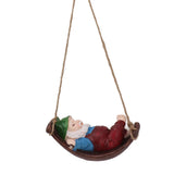 Dwarf Swing Sculpture Ornaments Resin and Twine Lovely 7.5in Resin Dwarf Swing Sculpture for Patio Lawn Porch Red