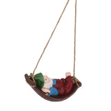 Dwarf Swing Sculpture Ornaments Resin and Twine Lovely 7.5in Resin Dwarf Swing Sculpture for Patio Lawn Porch Red - Extra Image