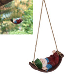 Dwarf Swing Sculpture Ornaments Resin and Twine Lovely 7.5in Resin Dwarf Swing Sculpture for Patio Lawn Porch Red - Extra Image