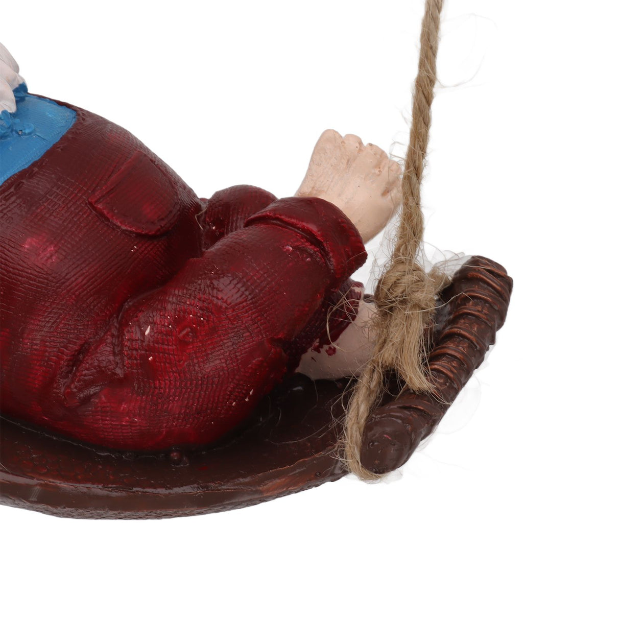 Dwarf Swing Sculpture Ornaments Resin and Twine Lovely 7.5in Resin Dwarf Swing Sculpture for Patio Lawn Porch Red