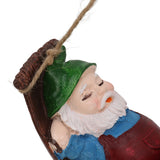 Dwarf Swing Sculpture Ornaments Resin and Twine Lovely 7.5in Resin Dwarf Swing Sculpture for Patio Lawn Porch Red