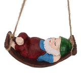 Dwarf Swing Sculpture Ornaments Resin and Twine Lovely 7.5in Resin Dwarf Swing Sculpture for Patio Lawn Porch Red - Extra Image