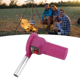 Portable Battery Powered BBQ Fan Air Blower Handheld Barbecue Fan Air Blower for Outdoor Camping Picnic Charcoal Grill Barbecue FD312A 1.5V Purple