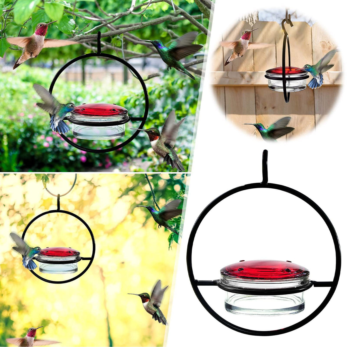 Beautiful Circular Hanging Hummingbird Feeder Outdoor Hanging Humming Bird Feeder 2pc