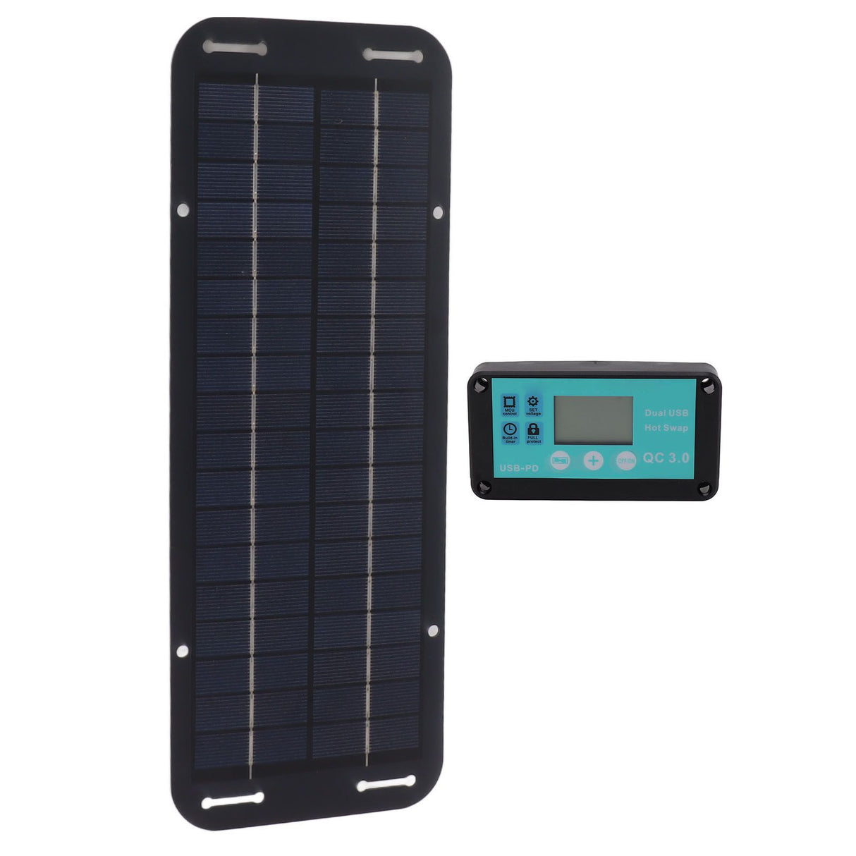 20W Solar Panel Black Solar Cell with Waterproof MPPT Controller for RV Home Vehicle Travel Camping