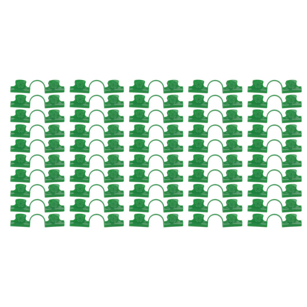50Pcs Greenhouse Clamp PE Plastic 2 Head Plant Film Clamp Soil Sheet Clip for Horticulture 11mm / 0.43in
