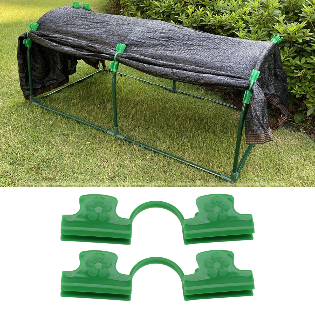 50Pcs Greenhouse Clamp PE Plastic 2 Head Plant Film Clamp Soil Sheet Clip for Horticulture 16mm / 0.63in