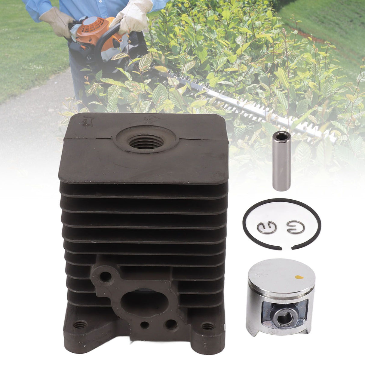 Cylinder Piston Assembly Kit 33.5mm Aluminum Alloy Trimmer Cylinder Piston Replacement for Homelite S25 Garden Tools Spare Parts