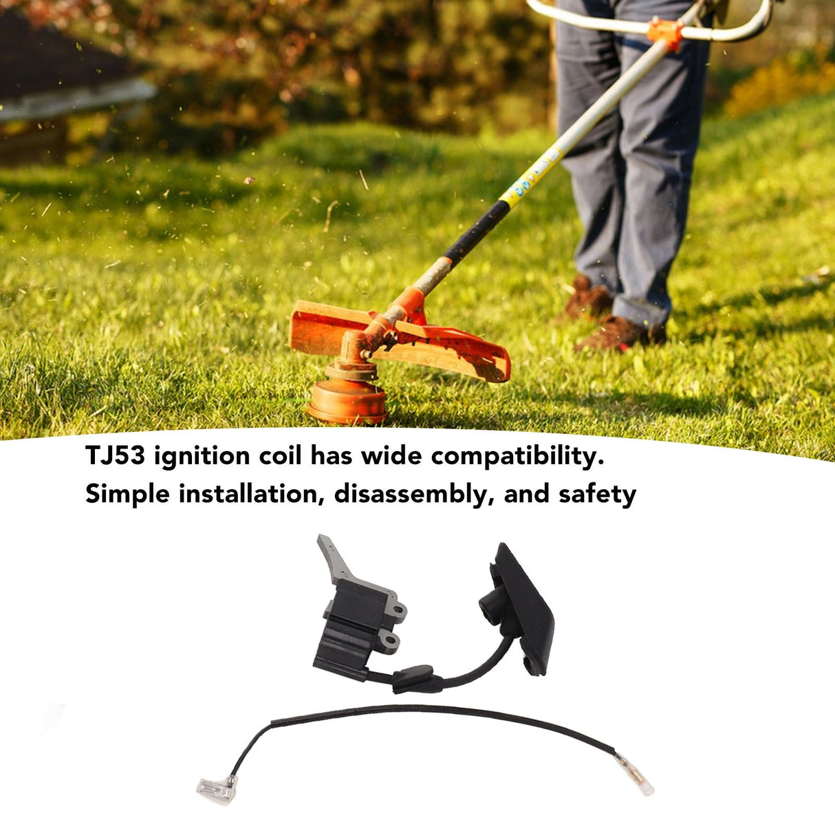 TJ53 Ignition Coil Steel Rubber Fine Crafted Ignition Coil Part for Lawn Mower Replacement