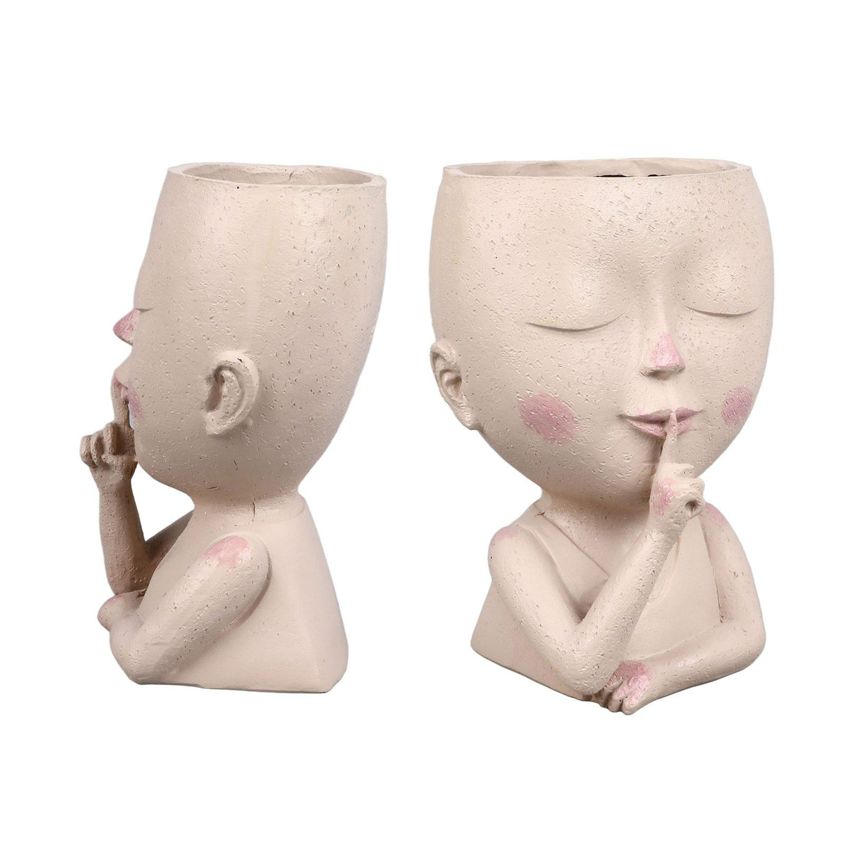 Face Flower Pot Head Planter Pot Cute Resin Succulent Planter with Drainage Hole Closed Eyes Large Opening for Indoor Outdoor