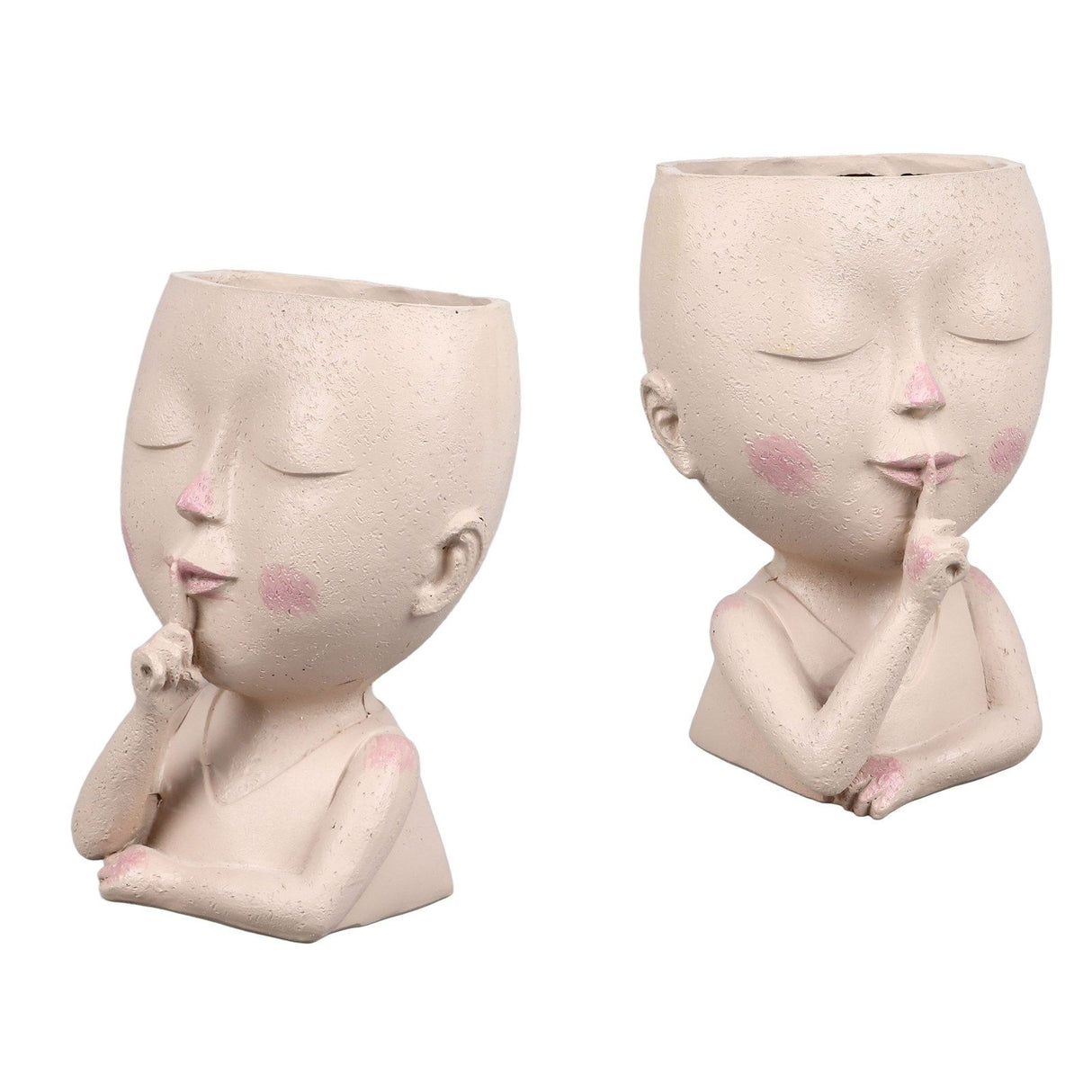 Face Flower Pot Head Planter Pot Cute Resin Succulent Planter with Drainage Hole Closed Eyes Large Opening for Indoor Outdoor