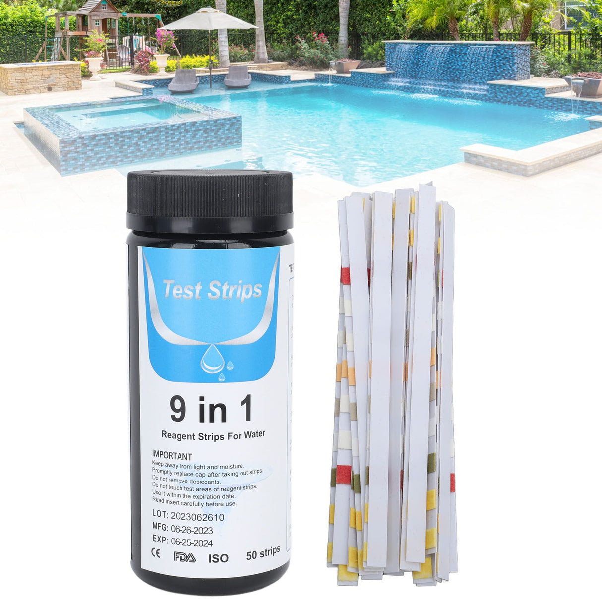 50 Strips PH Test Strips 9 in 1 Accurate Water Quality Testing Paper for Swimming Pool Drinking Water Aquarium