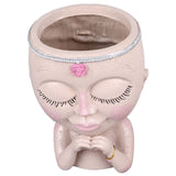 Face Planter Pot Resin Love Style Lady Head Succulent Planter Women Face Flower Pot with Drainage Hole Spades for Indoor Outdoor White