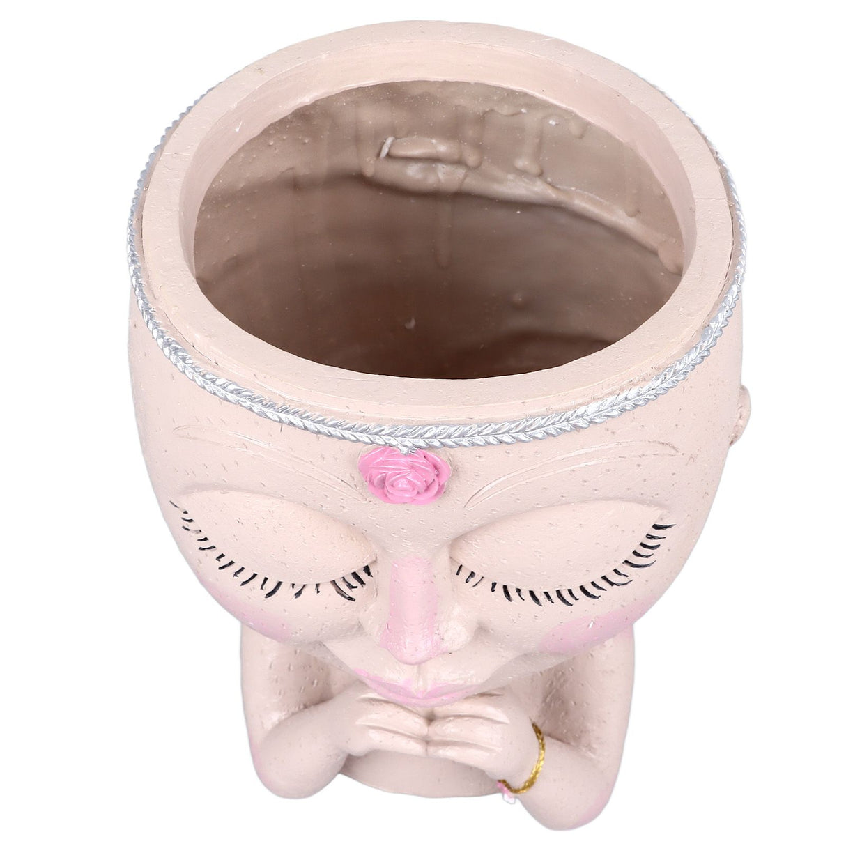 Face Planter Pot Resin Love Style Lady Head Succulent Planter Women Face Flower Pot with Drainage Hole Spades for Indoor Outdoor White