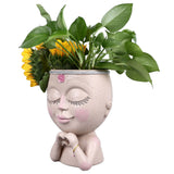 Face Planter Pot Resin Love Style Lady Head Succulent Planter Women Face Flower Pot with Drainage Hole Spades for Indoor Outdoor White - Extra Image