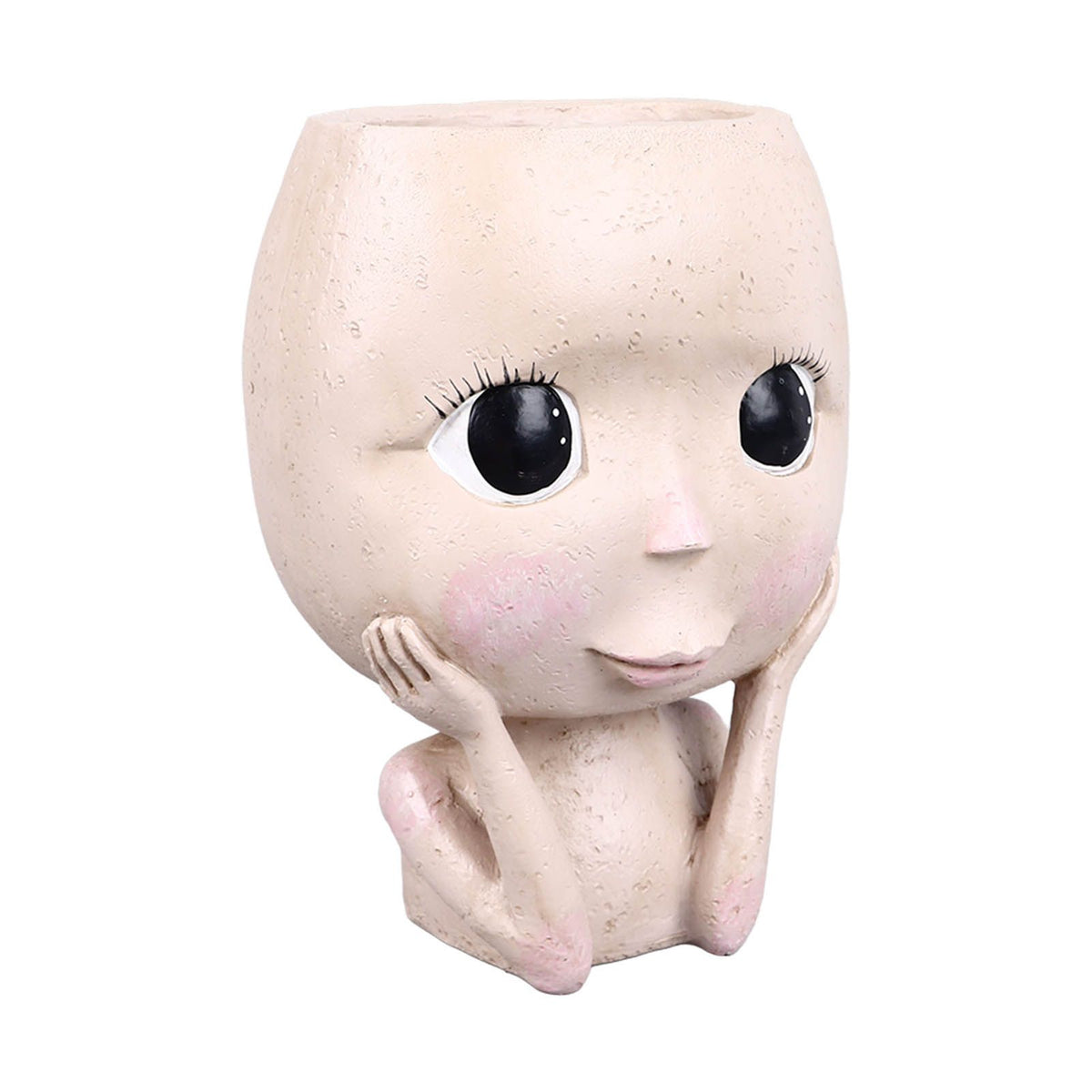 Face Planter Pots Large Caliber Resin Drainage Hole Design Creative Head Succulent Planters Pot for Herbs Succulents Cacti