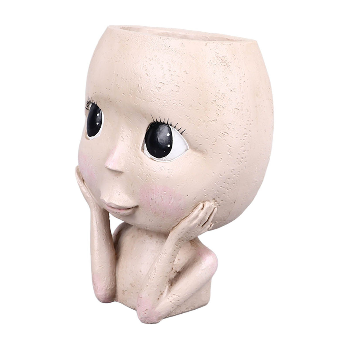 Face Planter Pots Large Caliber Resin Drainage Hole Design Creative Head Succulent Planters Pot for Herbs Succulents Cacti