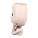 Face Planter Pots Large Caliber Resin Drainage Hole Design Creative Head Succulent Planters Pot for Herbs Succulents Cacti - Top-Down View