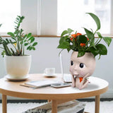 Face Planter Pots Large Caliber Resin Drainage Hole Design Creative Head Succulent Planters Pot for Herbs Succulents Cacti