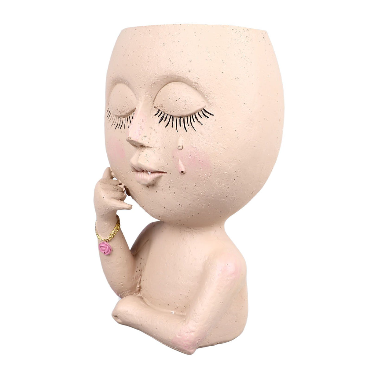 Face Planter Pots Resin Home Head Planter Face Flower Pot Head Planter for Indoor Outdoor Plants with Drainage Hole