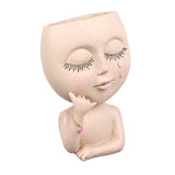 Face Planter Pots Resin Home Head Planter Face Flower Pot Head Planter for Indoor Outdoor Plants with Drainage Hole