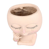 Face Planter Pots Resin Home Head Planter Face Flower Pot Head Planter for Indoor Outdoor Plants with Drainage Hole - Top-Down View