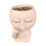 Face Planter Pots Resin Home Head Planter Face Flower Pot Head Planter for Indoor Outdoor Plants with Drainage Hole - 45-Degree Angle