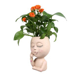 Face Planter Pots Resin Home Head Planter Face Flower Pot Head Planter for Indoor Outdoor Plants with Drainage Hole