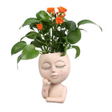 Face Planter Pots Resin Home Head Planter Face Flower Pot Head Planter for Indoor Outdoor Plants with Drainage Hole