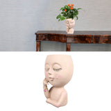 Face Planter Pots Resin Home Head Planter Face Flower Pot Head Planter for Indoor Outdoor Plants with Drainage Hole - Extra Image