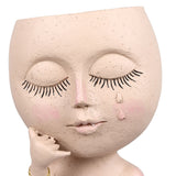 Face Planter Pots Resin Home Head Planter Face Flower Pot Head Planter for Indoor Outdoor Plants with Drainage Hole