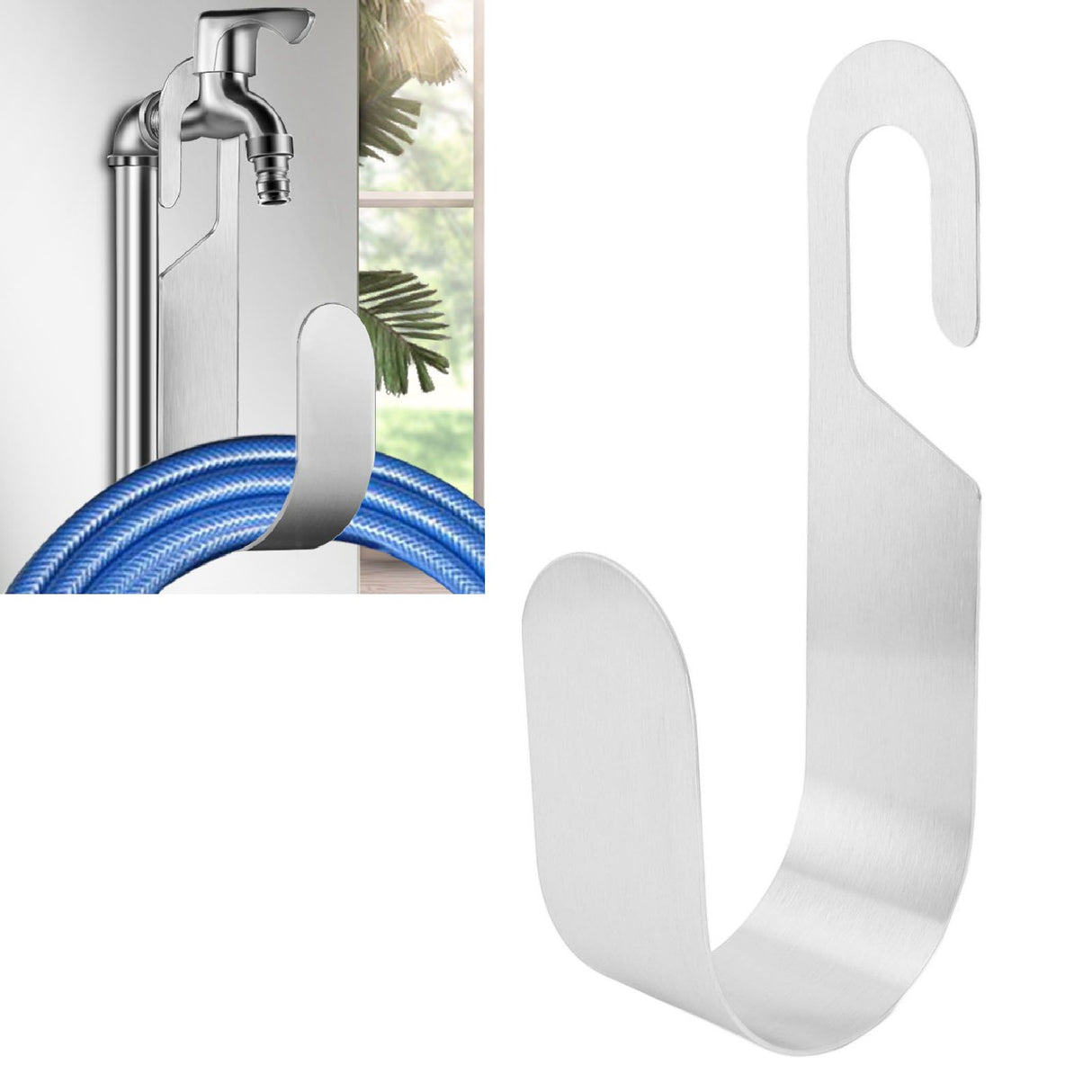 Garden Hose Hanger 304 Stainless Steel Easy Installation Multifunction Water Hose Holder for Patio Terrace Outdoor