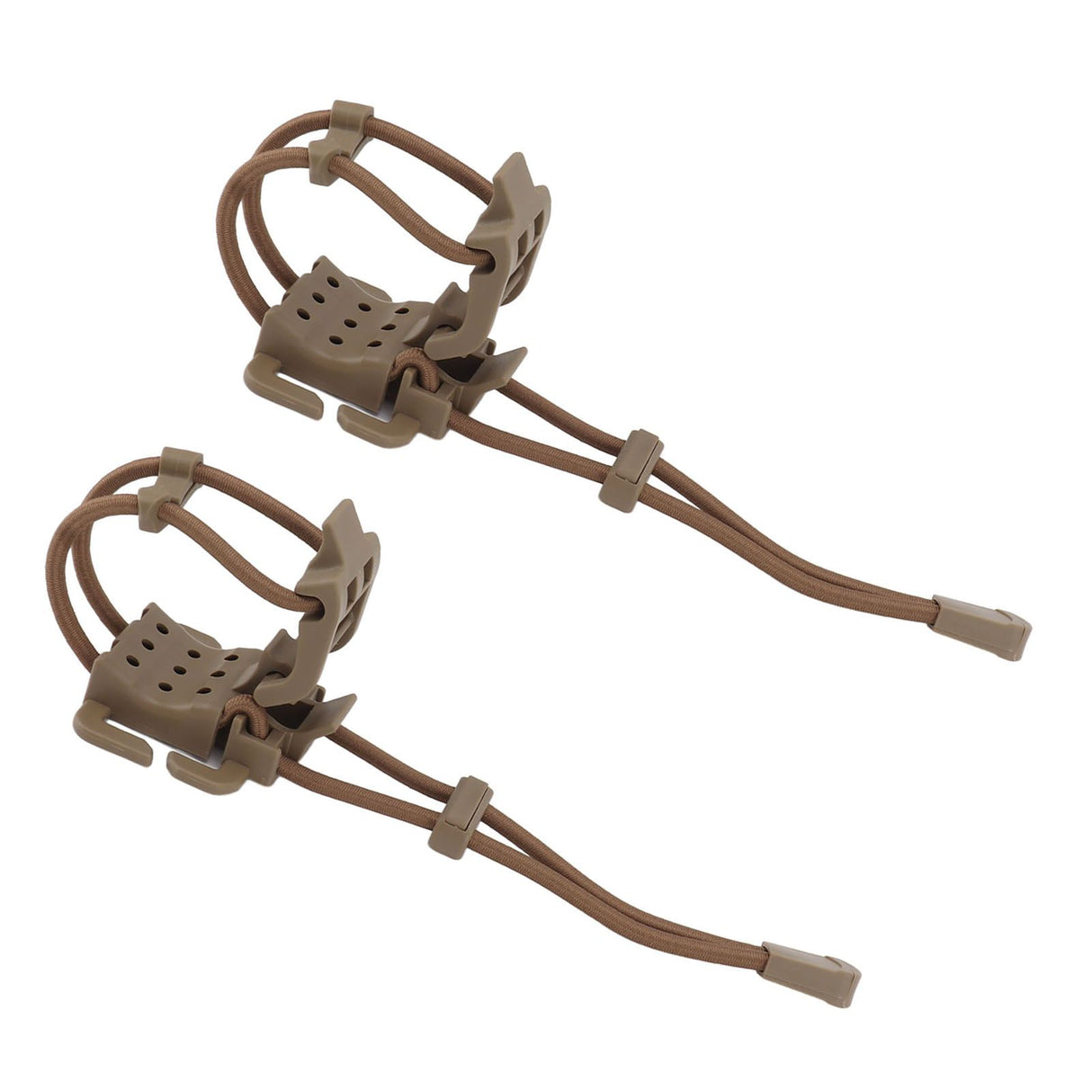 2Pcs Backpack Binding Clip MOLLE Gear Organizer Fastener Elastic Binding Buckle Carabiner Clip Bags Clasp Cord Fix Gear Elastic Strap Khaki
