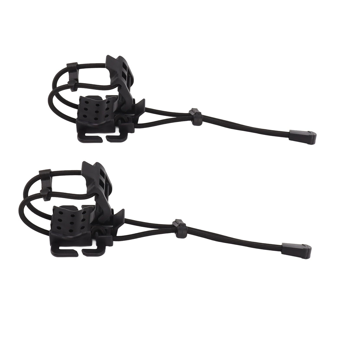 2Pcs Backpack Binding Clip MOLLE Gear Organizer Fastener Elastic Binding Buckle Carabiner Clip Bags Clasp Cord Fix Gear Elastic Strap Black