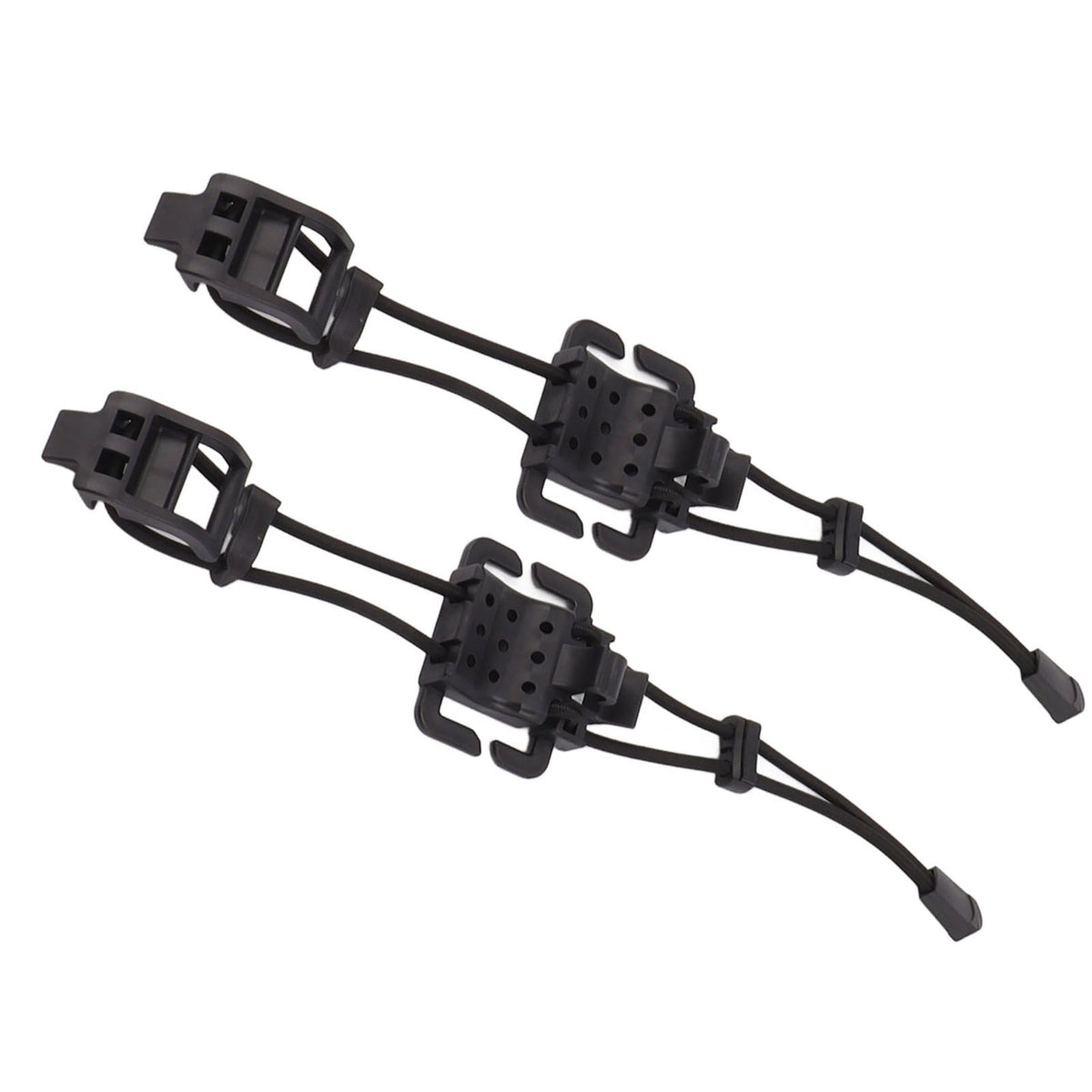 2Pcs Backpack Binding Clip MOLLE Gear Organizer Fastener Elastic Binding Buckle Carabiner Clip Bags Clasp Cord Fix Gear Elastic Strap Black