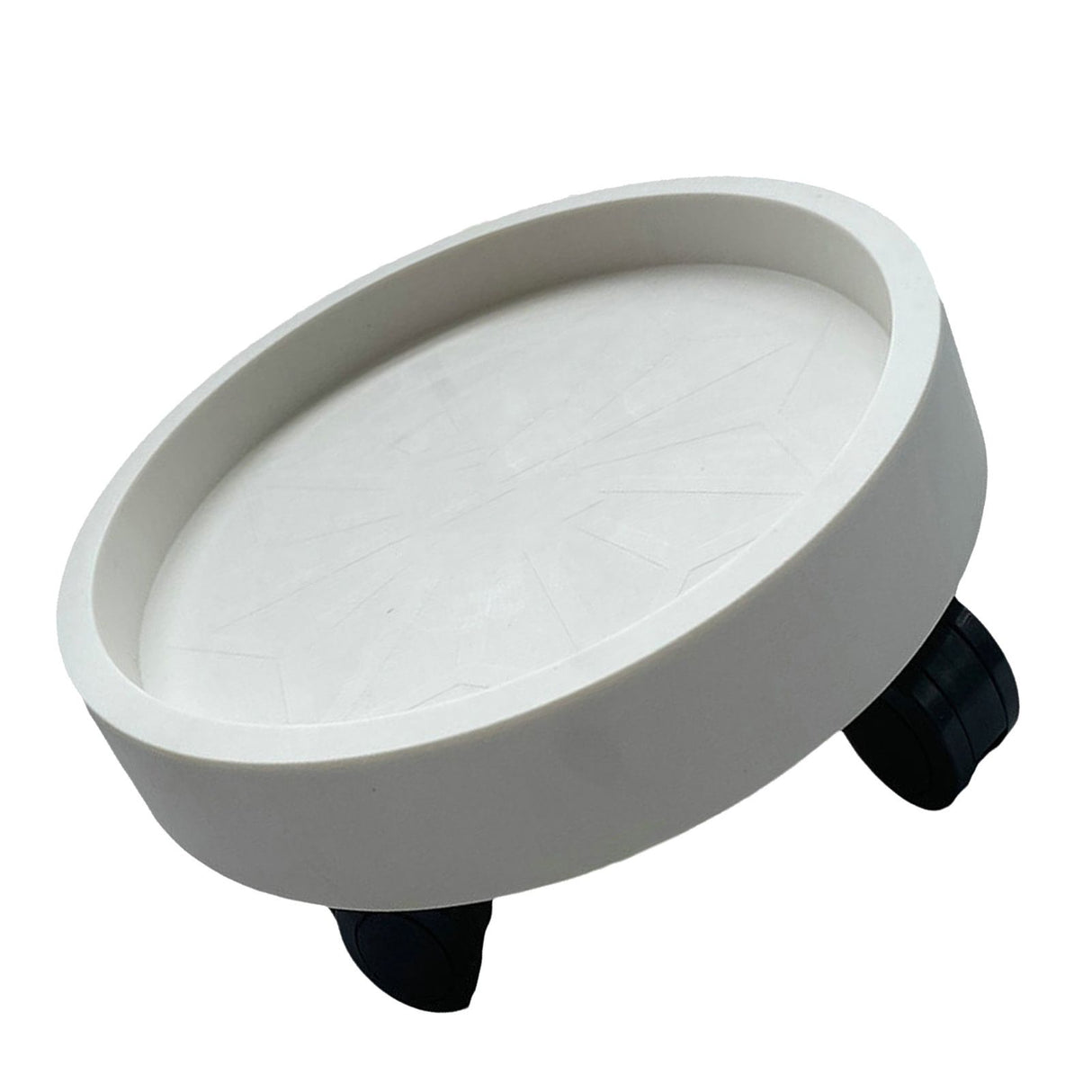Flower Pot Tray Wheels Round Shape Removable Rotating Wheels Plant Stand for Balcony White 30