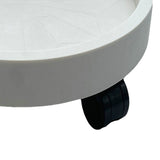 Flower Pot Tray Wheels Round Shape Removable Rotating Wheels Plant Stand for Balcony White 30