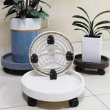 Flower Pot Tray Wheels Round Shape Removable Rotating Wheels Plant Stand for Balcony White 30 - Extra Image