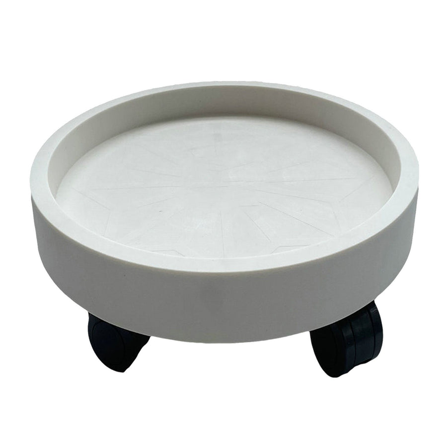 Flower Pot Tray Wheels Round Shape Removable Rotating Wheels Plant Stand for Balcony White 40
