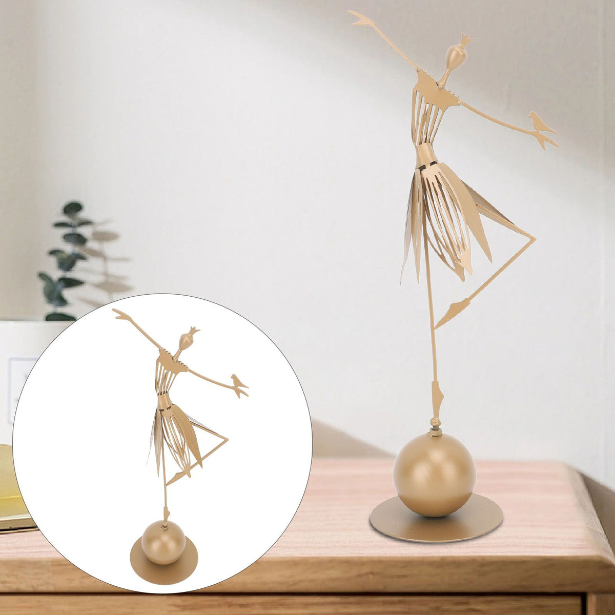 Dancing Girl Statue Metal Outdoor Sculpture Garden Decoration for Lawn Bookshelf Terrace