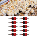 10pcs Automatic Chicken Water Nipple 360 Degree Poultry Drinking Water Chicken Duck Hen Watering Nipple Red Steel Ball