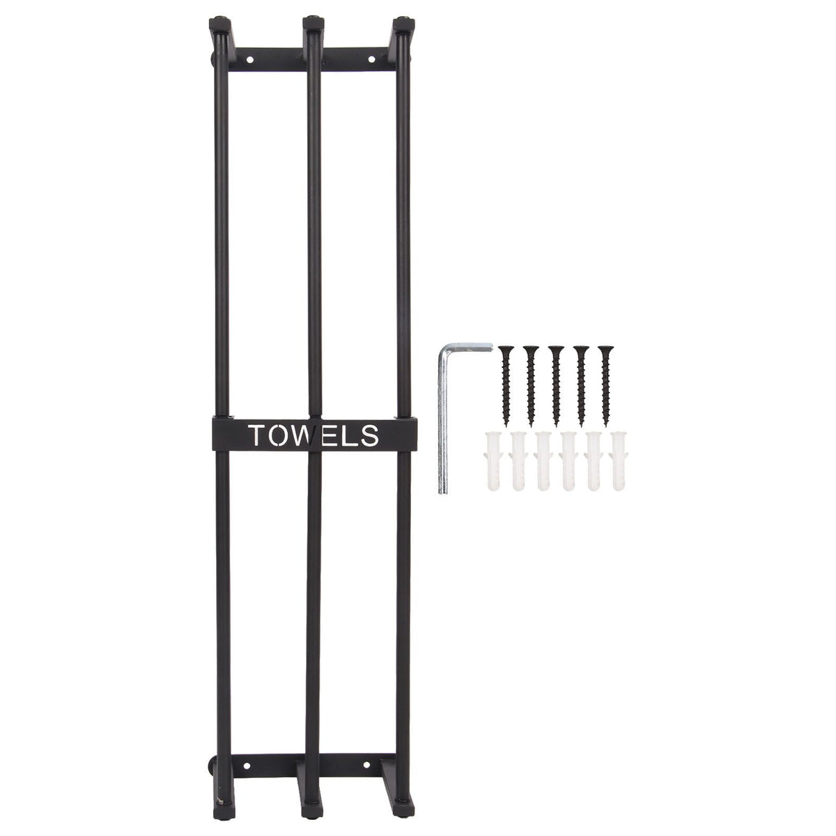 Bathroom Wall Towel Rack Wall Mounted 3 Bars Aluminum Alloy Rolled Towel Holder for Rolled Towels Black