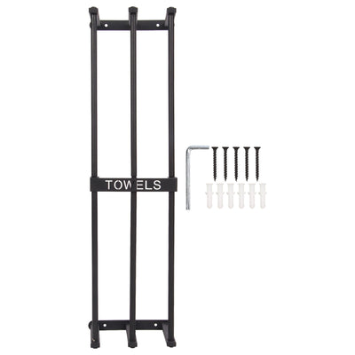 Bathroom Wall Towel Rack Wall Mounted 3 Bars Aluminum Alloy Rolled Towel Holder for Rolled Towels Black