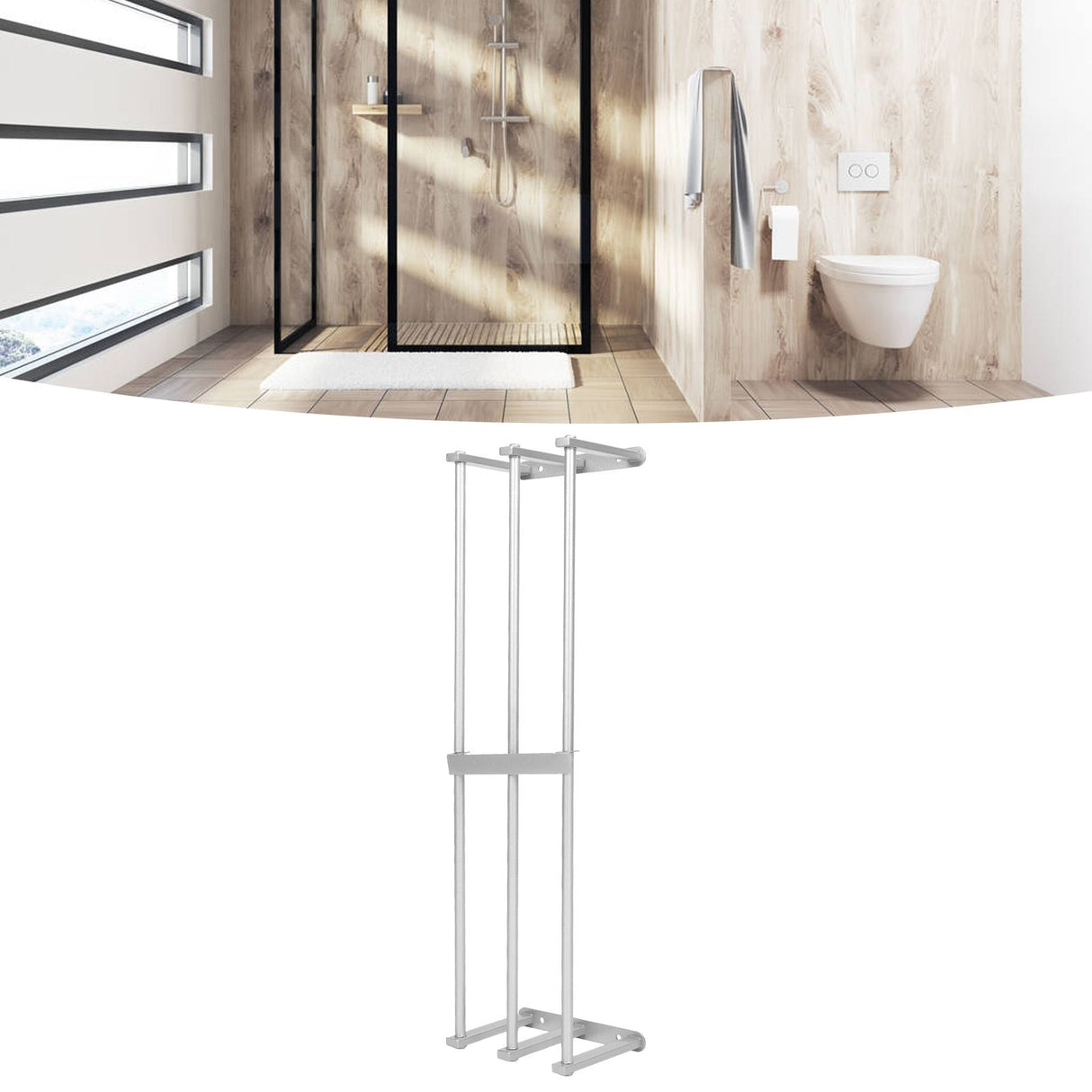 Bathroom Wall Towel Rack Wall Mounted 3 Bars Aluminum Alloy Rolled Towel Holder for Rolled Towels Silver