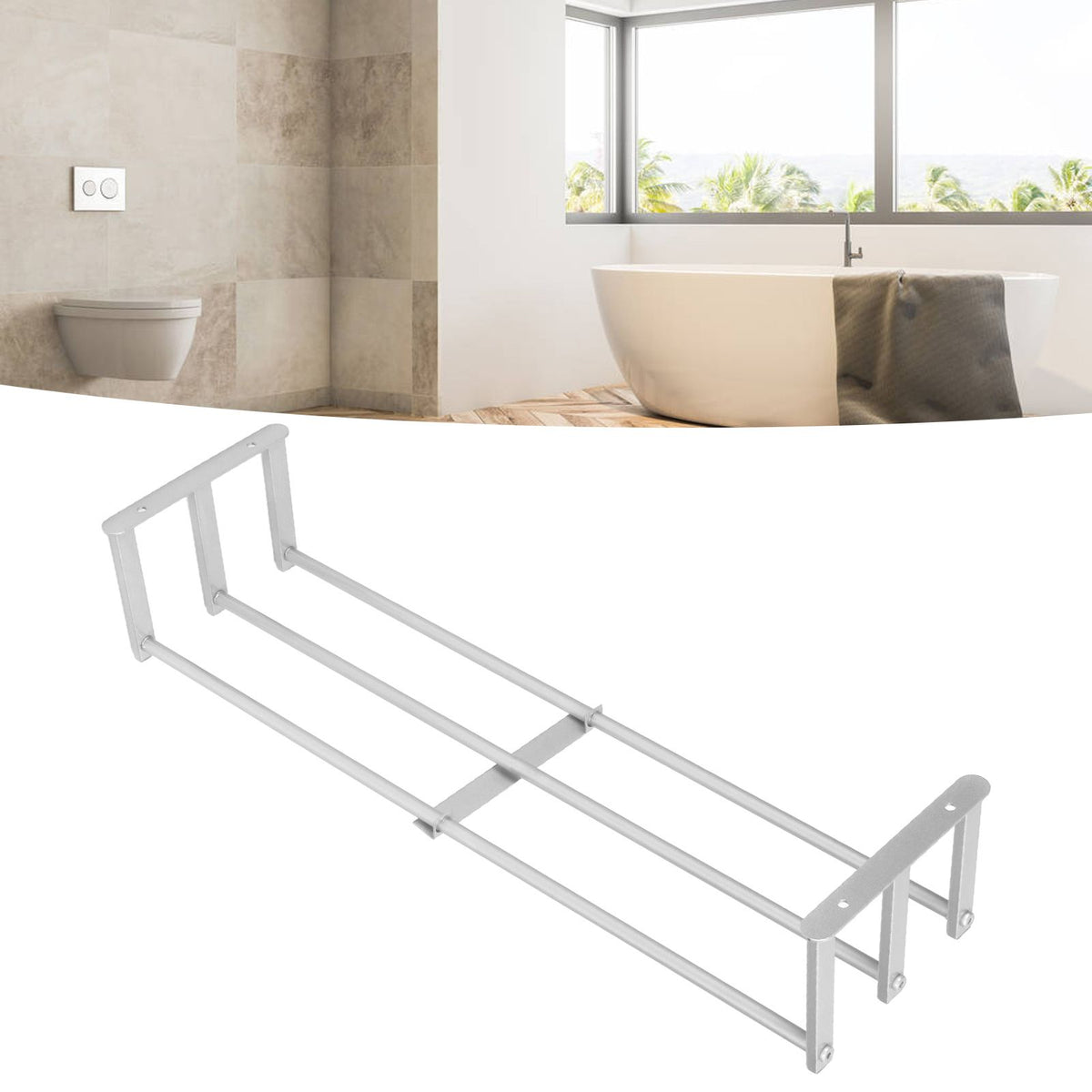 Bathroom Wall Towel Rack Wall Mounted 3 Bars Aluminum Alloy Rolled Towel Holder for Rolled Towels Silver