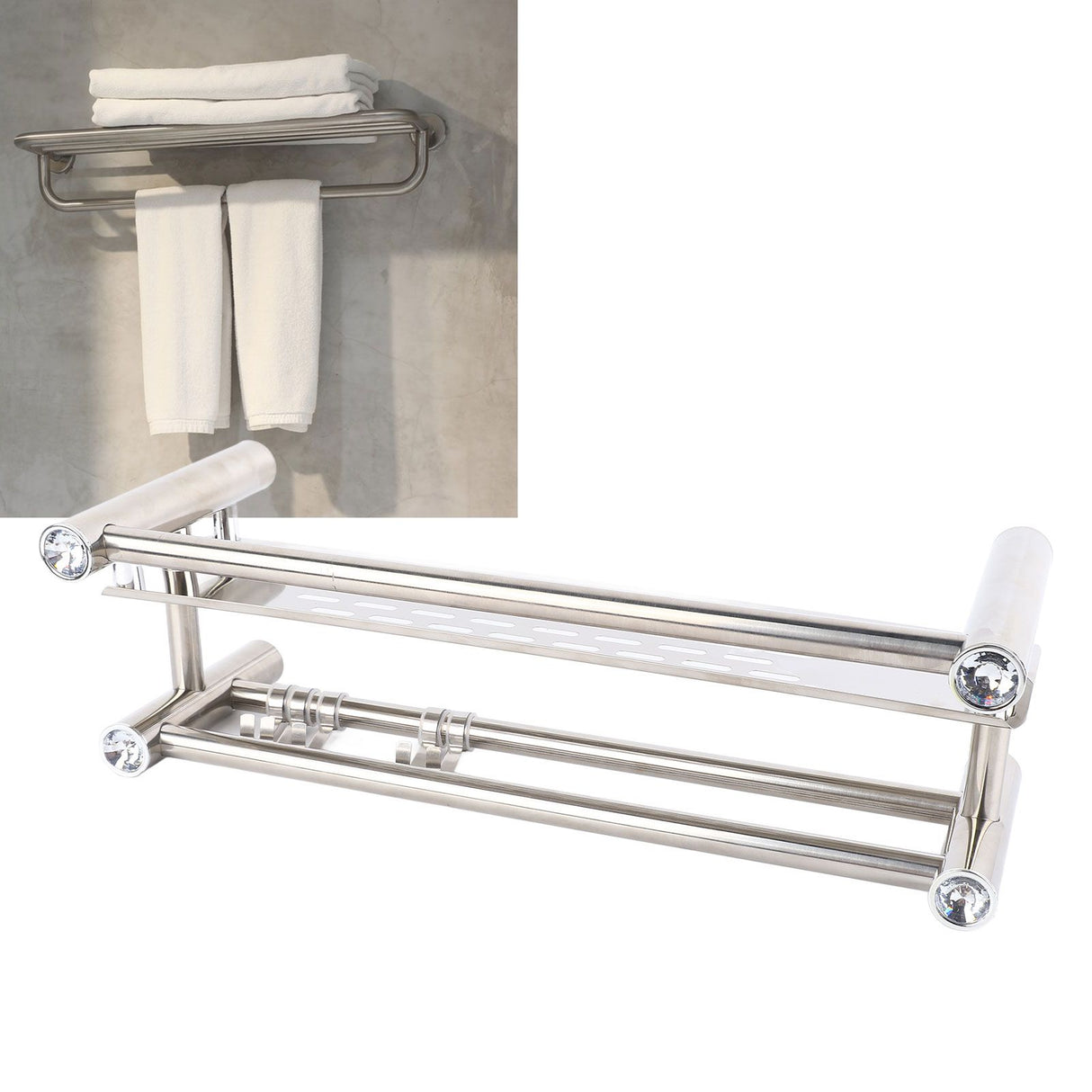 Bathroom Floating Shelves Stainless Steel Thicken Single Layer 40cm Shower Towel Rack for Towel Bath Products