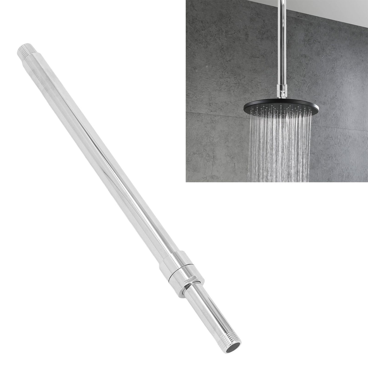 27.6in Ceiling Mount Rain Shower Head Shower Arm Adjustable Shower Extension Arm Stainless Steel Shower Ceiling Extension Arm