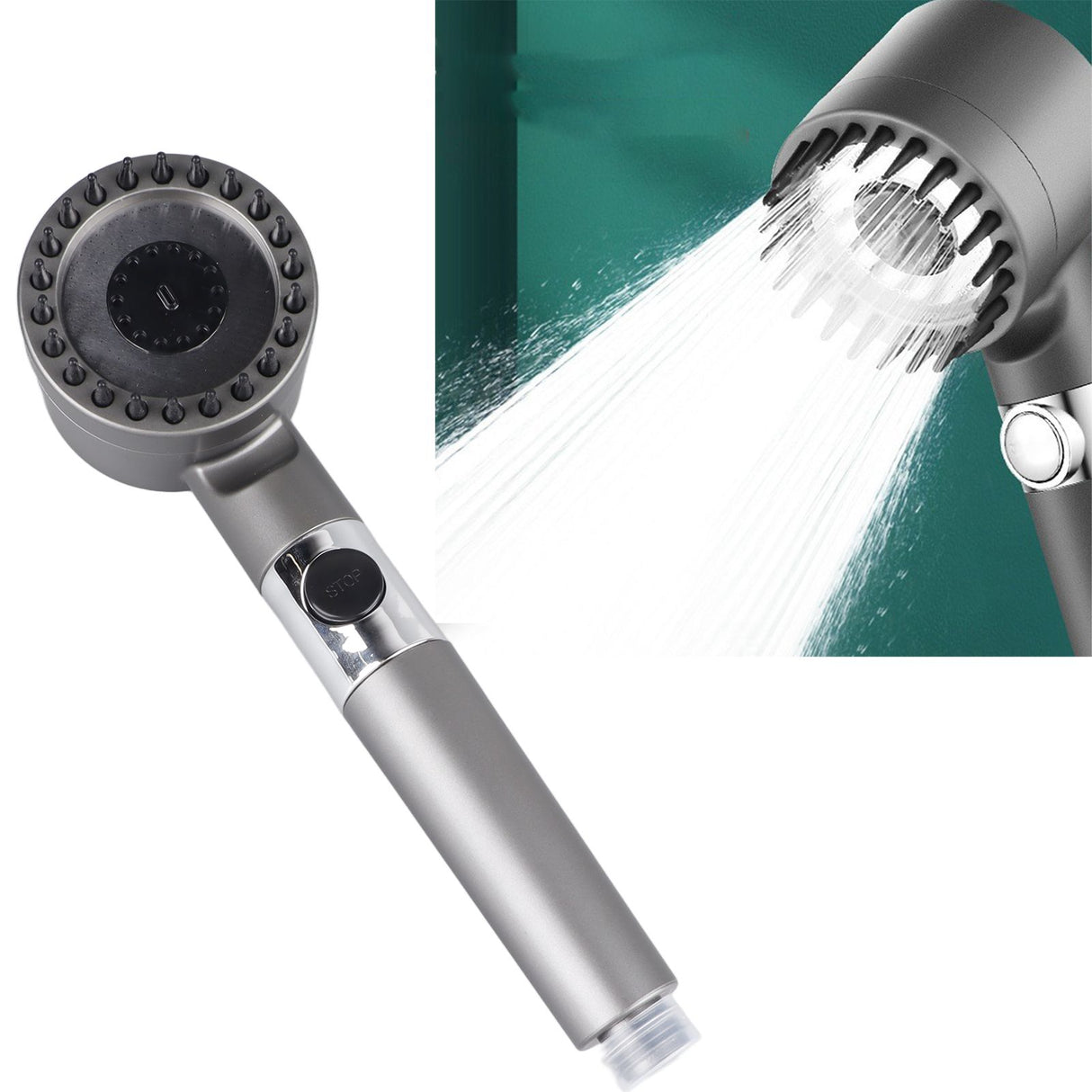 High Pressure Handheld Shower Head with Filter 1/2in Universal Interface 3 Spray Mode Bathing Shower Head